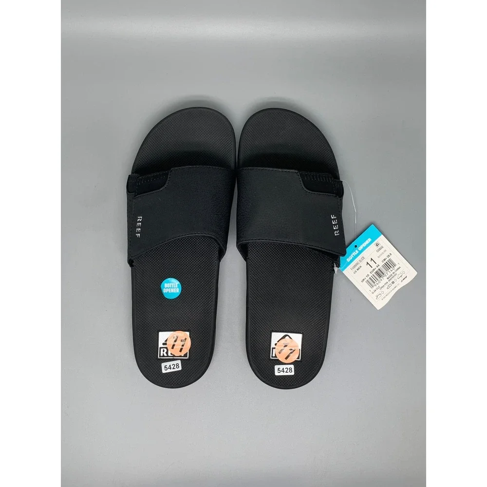 Reef Fanning Slide Black Silver Sandals CI3632 Men's Sz 11 NEW